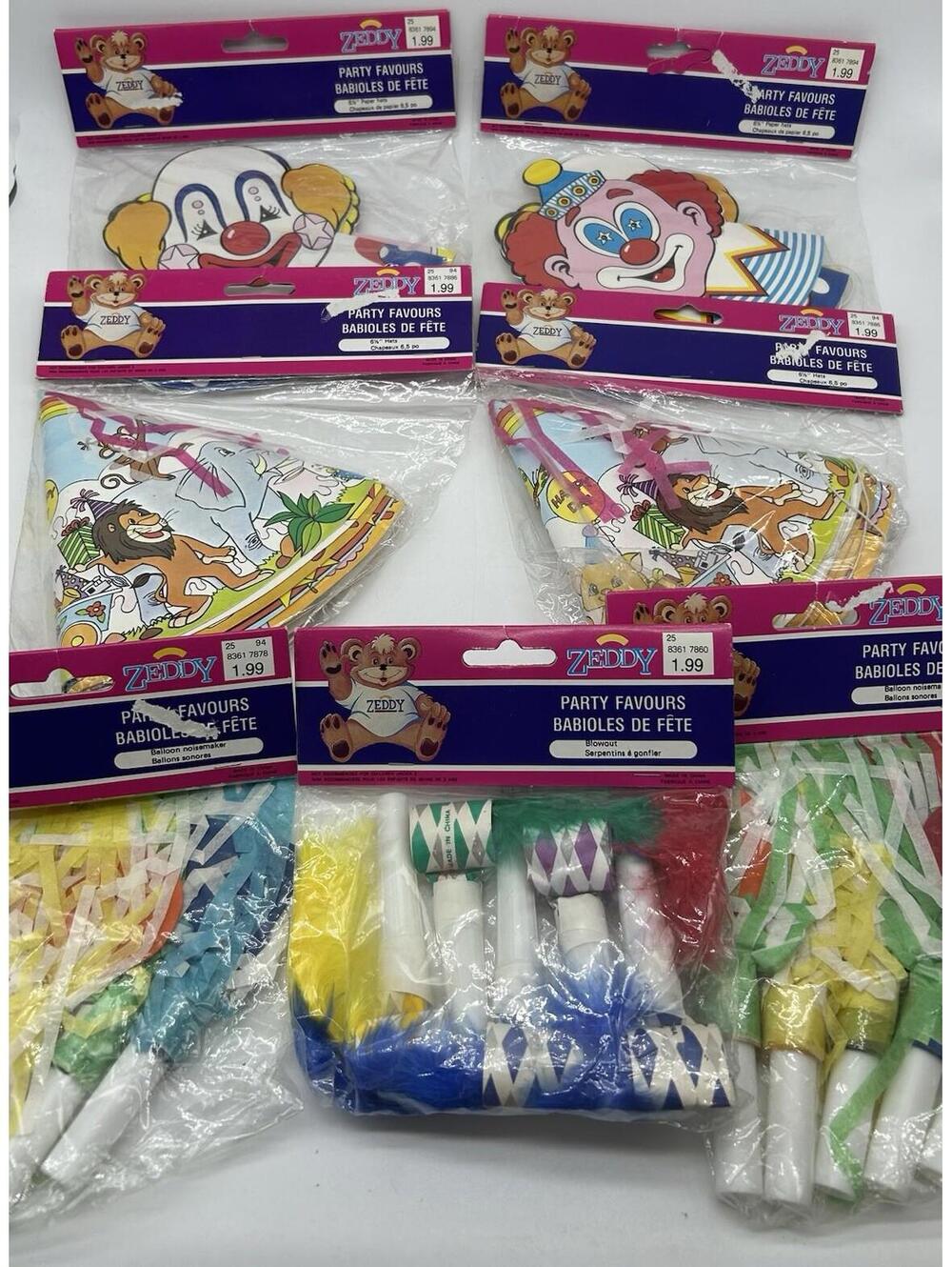 Vintage 1980’s Kid’s Birthday Party Hats Noise Makers Lot Of 35 Clowns Animals